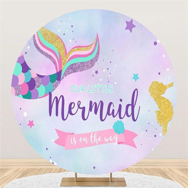 Lofaris Our Little Mermaid Is On The Way Birthday Backdrop