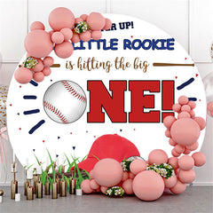 Lofaris Our Little Rookie Baseball Happy Birthday Circle Backdrop