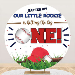 Lofaris Our Little Rookie Baseball Happy Birthday Circle Backdrop