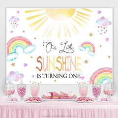 Lofaris Our Little Sunshine Is Turning One Birthday Backdrop