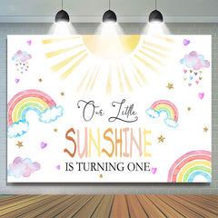 Lofaris Our Little Sunshine Is Turning One Birthday Backdrop