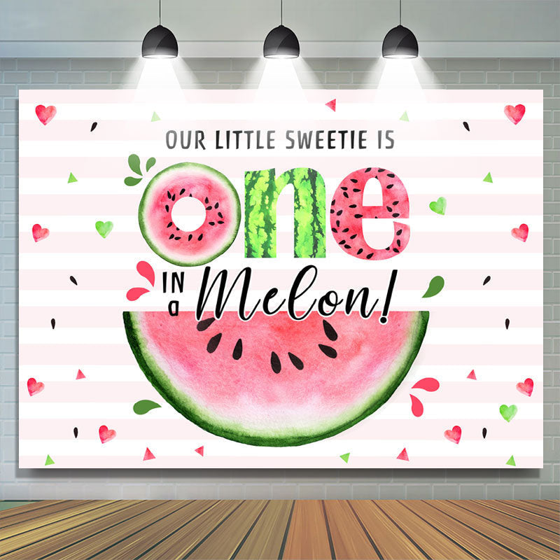 Our Little Sweetie Is One In A Melon Birthday Backdrop – Lofaris