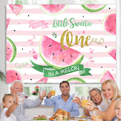 Lofaris Our Little Sweetie Is One Watermelon Birthday Backdrop