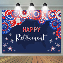 Lofaris Paper Flowers Stars Blue Happy Retirement Backdrop