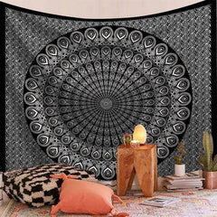 Lofaris Pattern Black And White Bohemian Abstract Wall Tapestry