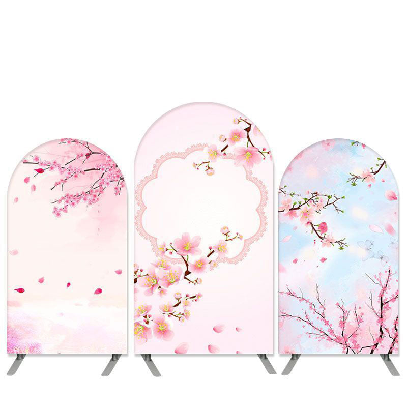 Lofaris Peach Flowers Theme Pink Arch Backdrop Kit Banner