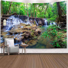 Lofaris Peaful Silver Holiday Lake Painting Style Wall Tapestry