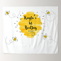 Lofaris Personalized 1st Birthday Bee Backdrop Decor