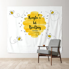 Lofaris Personalized 1st Birthday Bee Backdrop Decor