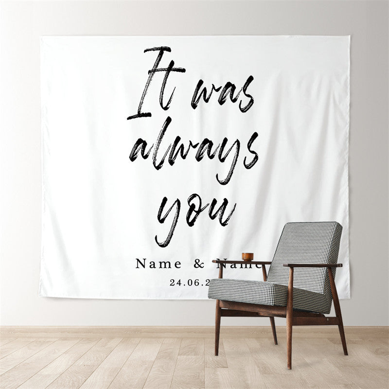 Lofaris Personalized Always You White Wedding Backdrop Banner