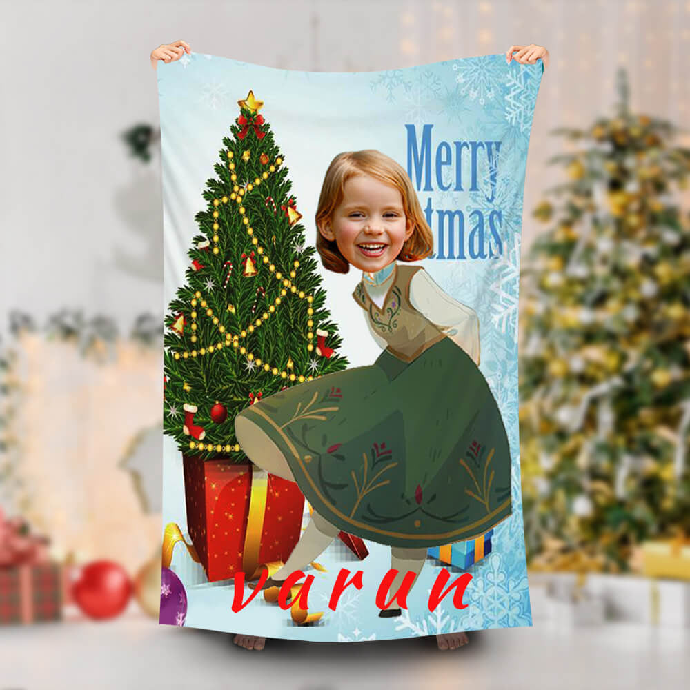 Lofaris Personalized Anna Princess Christmas Tree Beach Towel