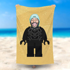 Lofaris Personalized Aquaman Brown Beach Towel With Photo