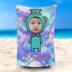 Lofaris Personalized Aquarius Iridescent Cloud Beach Towel