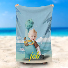 Lofaris Personalized Baby Brachiosaurus Summer Beach Towel