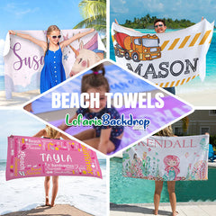 Lofaris Personalized Beautiful Cinderella Floral Pink Beach Towel