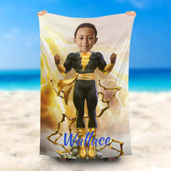 Lofaris Personalized Black Adam Marvel Beach Towel For Boy