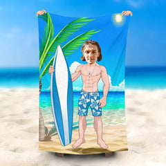 Lofaris Personalized Blue Surfing Male Style Beach Towels