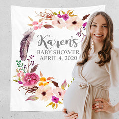 Lofaris Personalized Boho Photo Flowers Baby Shower Backdrop