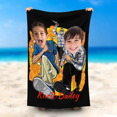 Lofaris Personalized Boys Running Away Bad Men Beach Towel