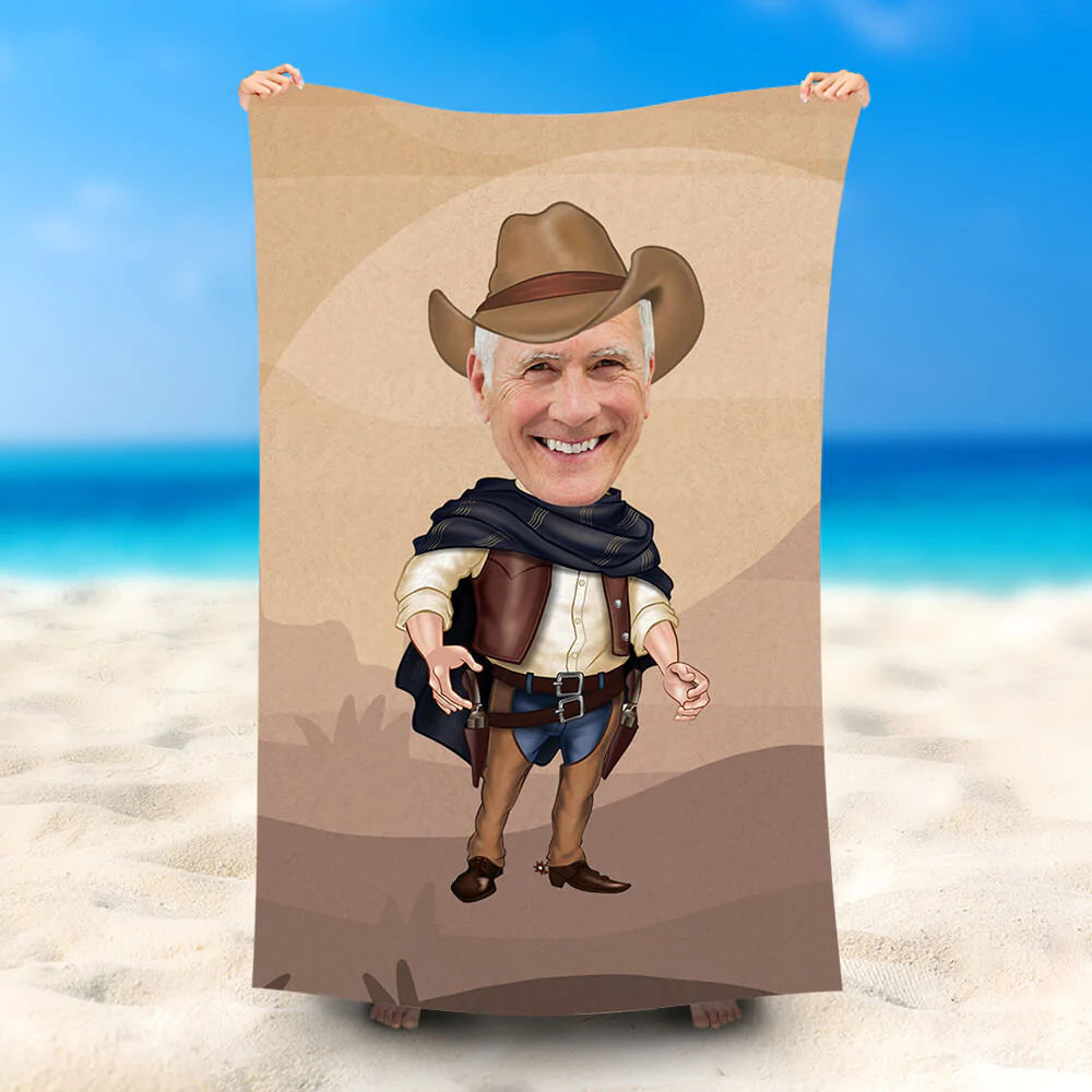 Lofaris Personalized Brown Cowboy Style Beach Towel For Man