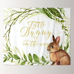 Lofaris Personalized Bunny And Greenery Backdrop for Baby Shower