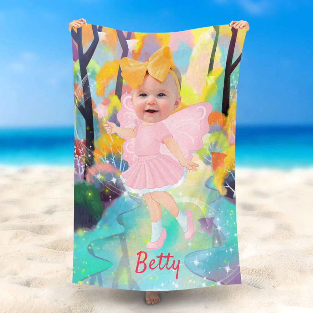 Lofaris Personalized Butterfly Elf Illusion Tree Beach Towel