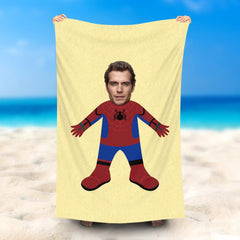 Lofaris Personalized Cartoon Spiderman Yellow Beach Towel