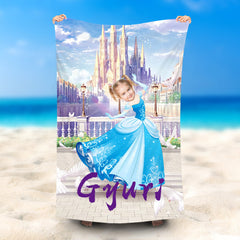 Lofaris Personalized Cinderella Princess Castle Beach Towel