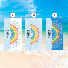 Lofaris Personalized Colorful Rainbow Name Summer Beach Towel