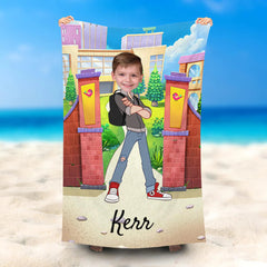 Lofaris Personalized Cool Jeans Boy School Gate Beach Towel