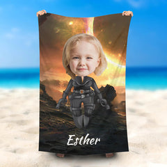 Lofaris Personalized Cute Black Widow Girl Sun Beach Towel