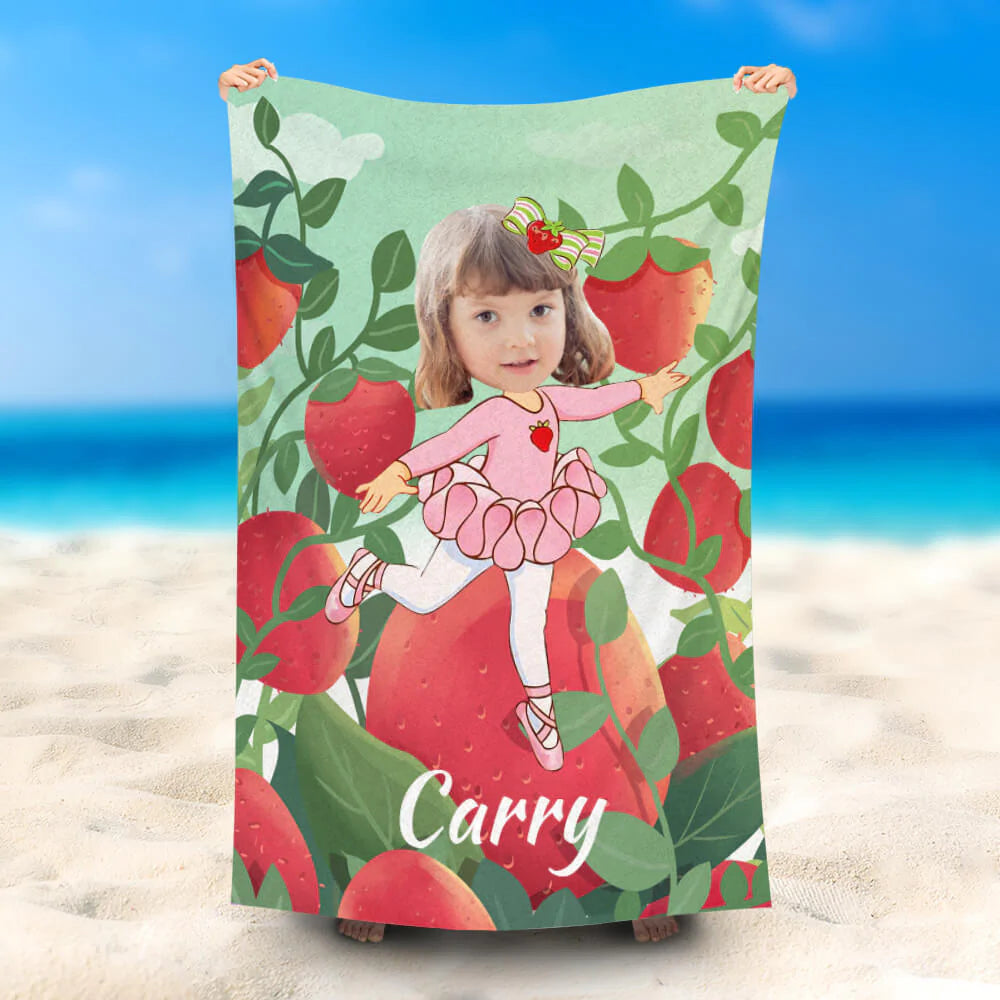 Lofaris Personalized Dancing Girl Red Strawberry Beach Towel