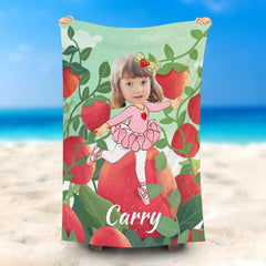 Lofaris Personalized Dancing Girl Red Strawberry Beach Towel