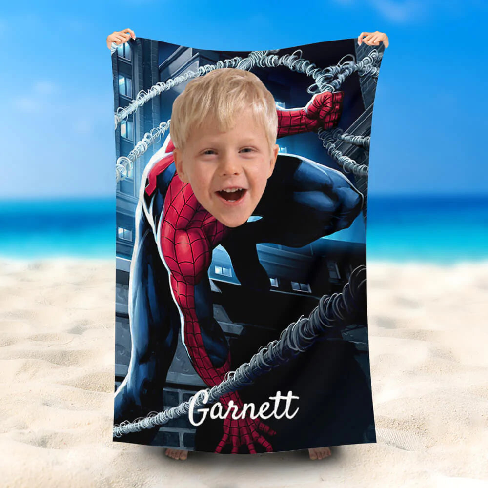 Lofaris Personalized Dark Night Spiderman Thread Beach Towel