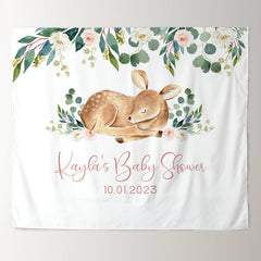 Lofaris Personalized Deer And Flower Baby Shower Backdrop Banner