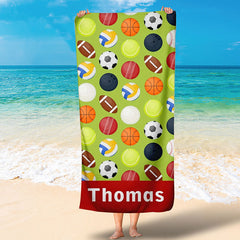 Lofaris Personalized Differ Ball Sports Name Beach Towel