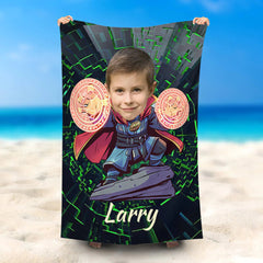 Lofaris Personalized Doctor Strange Green Texture Beach Towel