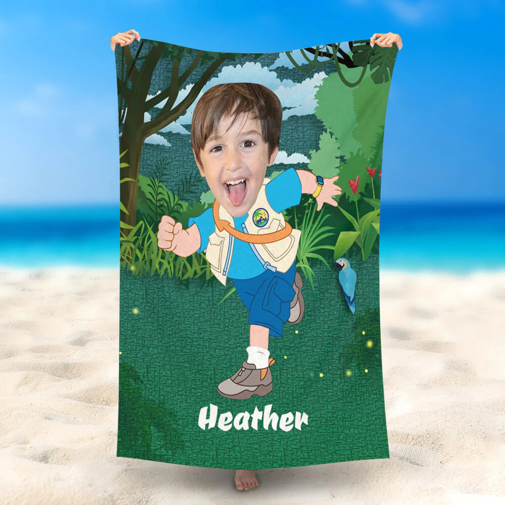 Personalized Dora Explorer Diego Beach Towel With Photo - Lofaris