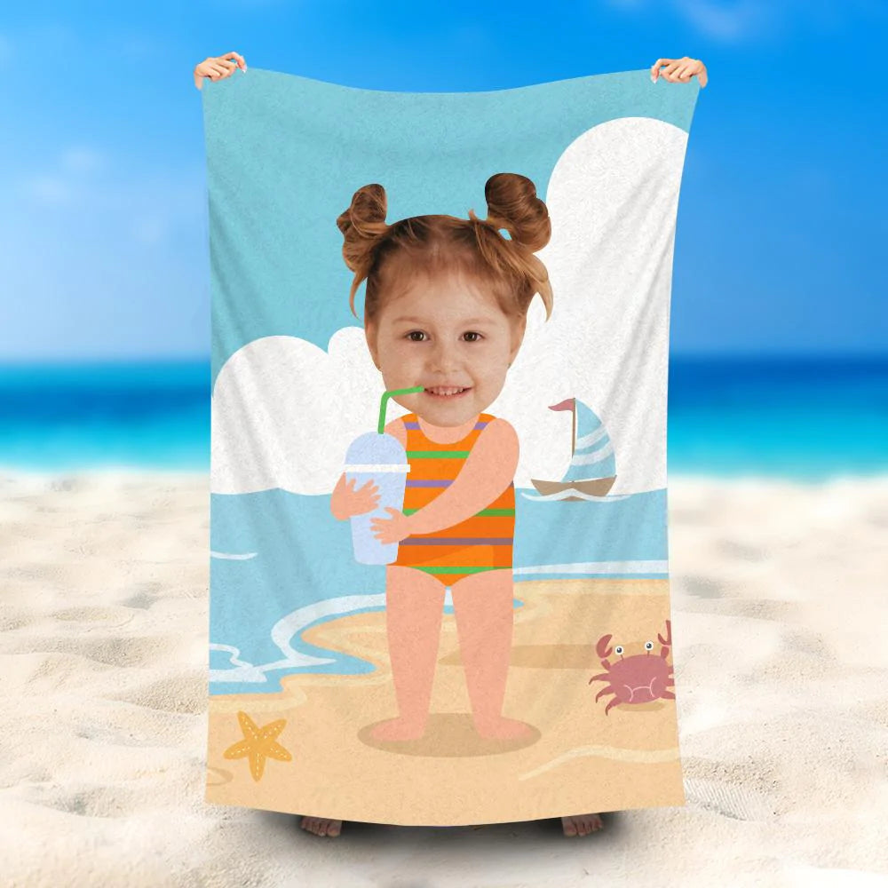 Lofaris Personalized Drinking Water Girl Summer Beach Towel