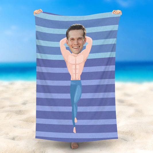 Personalized Summer Body Builder Boy Beach Towel