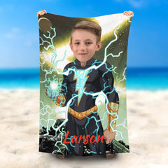 Lofaris Personalized Flash Black Adam Beach Towel For Boy