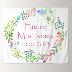 Lofaris Personalized Floral Wreath Bridal Shower Backdrop Banner