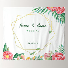 Lofaris Personalized Flower Gold Geometric Wedding Backdrop