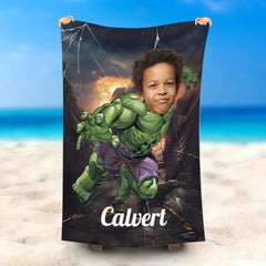 Lofaris Personalized Flying Hulk Broken City Summer Beach Towel