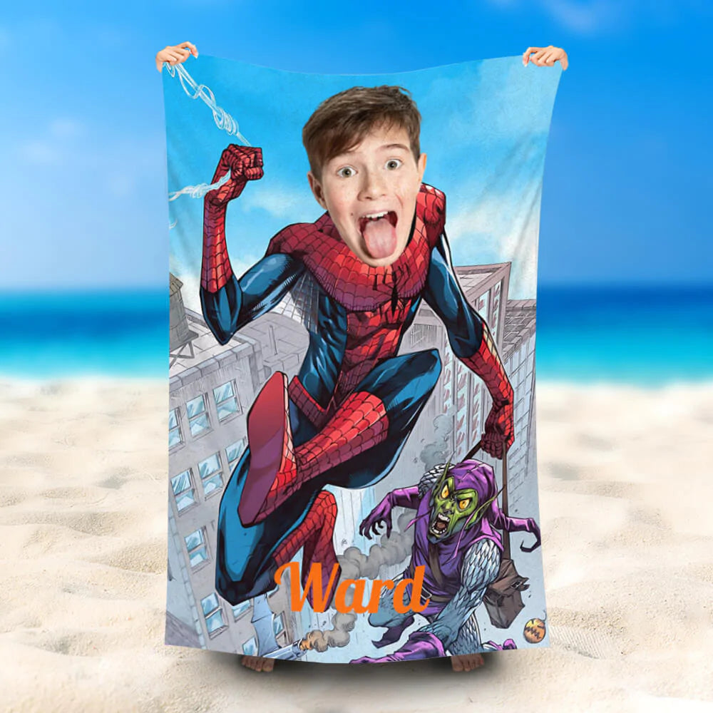 Lofaris Personalized Flying Spiderman Green Goblin Beach Towel