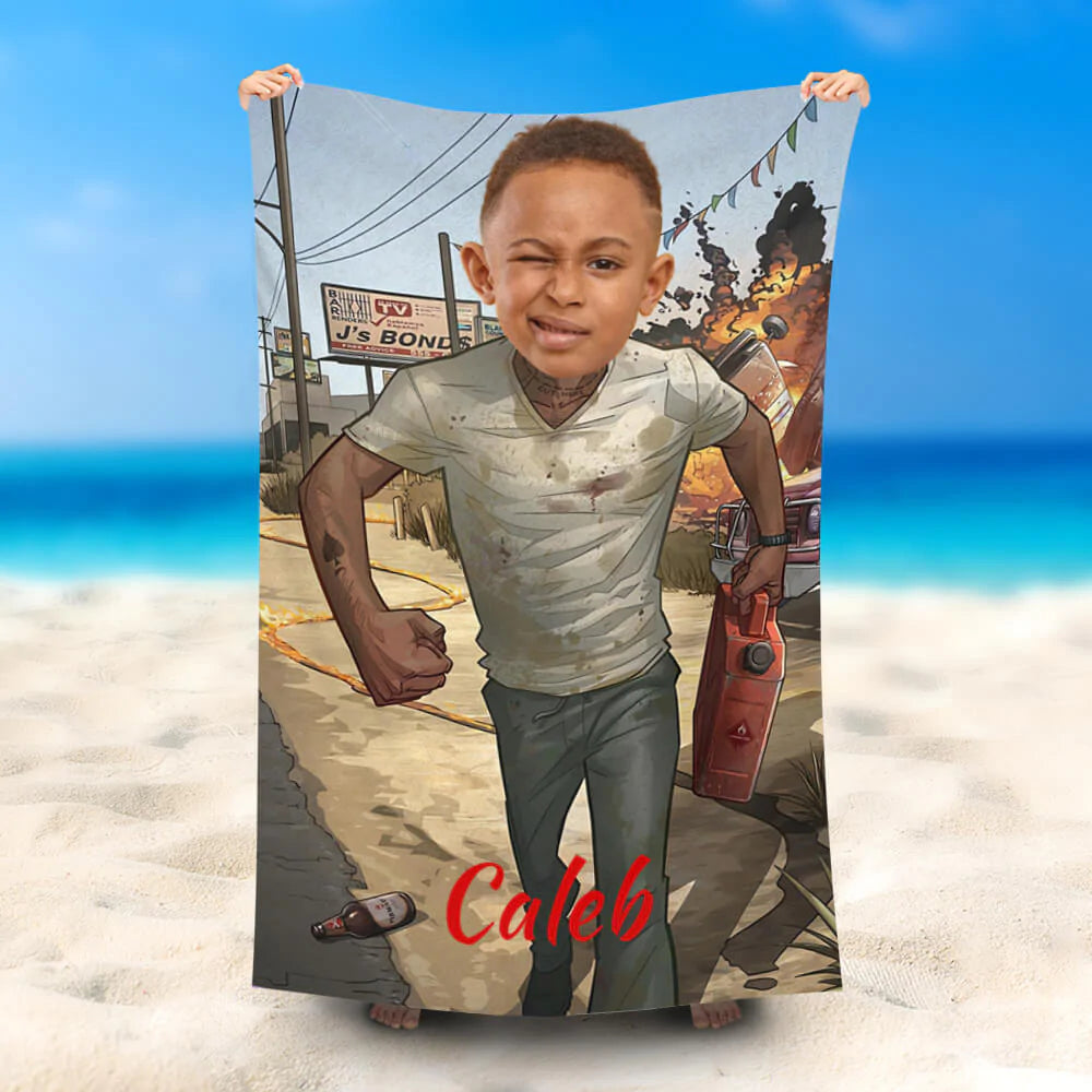 Lofaris Personalized Gasline Man Explosion Summer Beach Towel