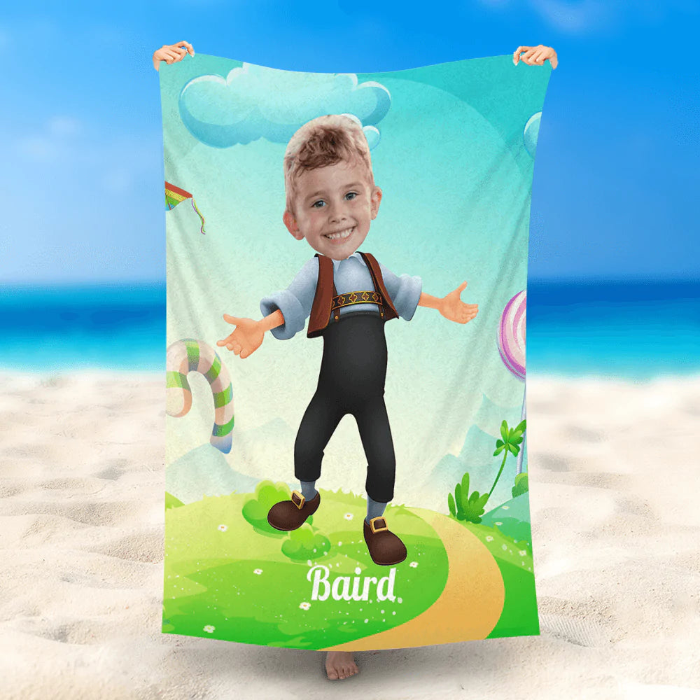 Lofaris Personalized Geppetto Grass Candy Beach Towel With Name