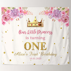 Lofaris Personalized Gold Floral Girl Birthday Backdrop