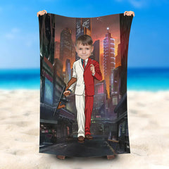 Lofaris Personalized Gotham City Two-Face Beach Towel With Face