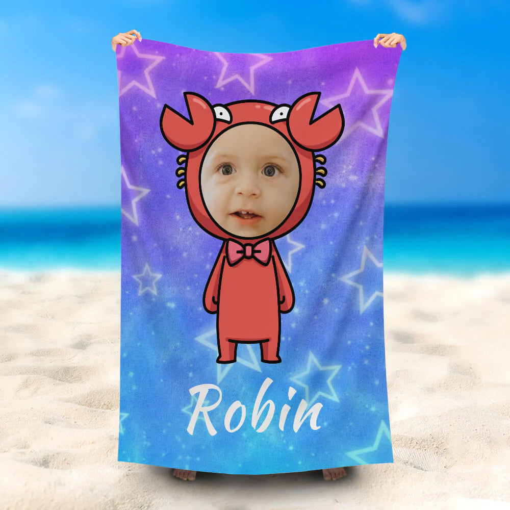 Lofaris Personalized Gradient Star Cancer Baby Beach Towel